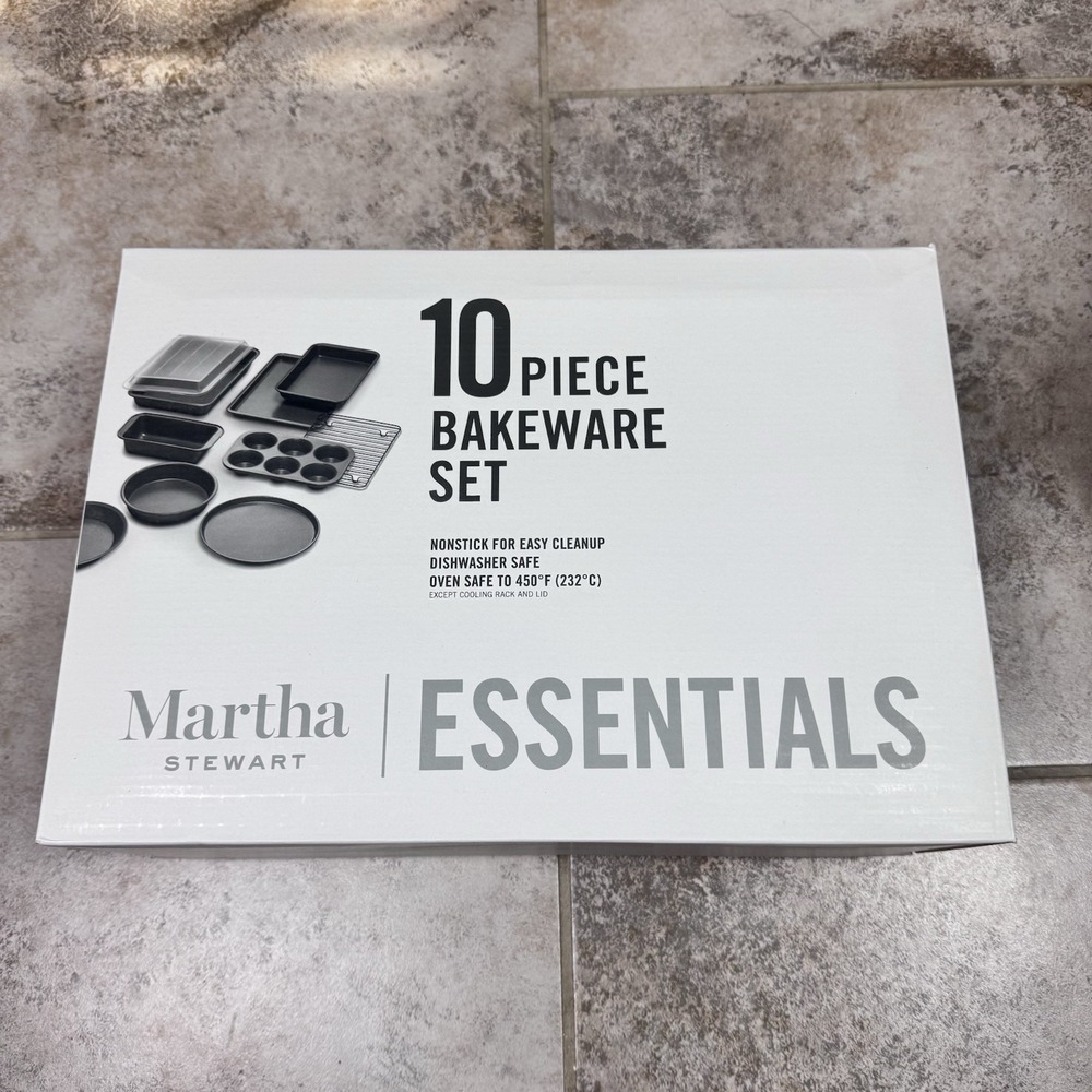 MARTHA STEWART ESSENTIALS 10-Pc. Bakeware Set New Non Stick Dishwasher Safe